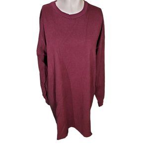Aritzia TNA French Terry Sweatshirt Boyfriend Oversized Maroon Burgundy Sz M-L